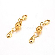 Eco-Friendly Round Brass Magnetic Clasps Converter, with Lobster Claw Clasps, Lead Free & Nickel Free, Golden, 15x10mm(KK-I603-03G-15x10)