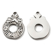 304 Stainless Steel Pendants, Manual Polishing, Christmas Wreath Charms, Stainless Steel Color, 18x14x2mm, Hole: 1.4mm(STAS-Q248-10P)
