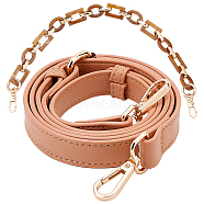Gorgecraft 2Pcs PU Leather Bag Strap and Acrylic & CCB Plastic Link Chains Bag Handles, with Alloy Swivel Clasps, Bag Replacement Accessories, Sandy Brown, 1pc/style(FIND-GF0001-61)