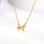 Stainless Steel Bowknot Pendant Necklace for Women, Cable Chains(YR9131-1)