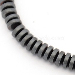 Matte Style Electroplate Non-magnetic Synthetic Hematite Beads Strands, Heishi Beads, Flat Round/Disc, Black, 5x2mm, Hole: 1mm, about 94pcs/strand, 8 inch(X-G-M007-76)