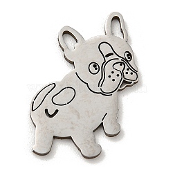 Non-Tarnish 304 Stainless Steel Pendants, Laser Cut, Bulldog Charm, Stainless Steel Color, 22x16x1mm, Hole: 2.8x1mm(STAS-NH0001-01A-P)