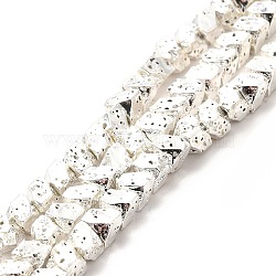 Electroplated Natural Lava Rock Beads Strands, Trapezoid, Silver Plated, 4x4.5x4mm, Hole: 1mm, about 94pcs/strand, 15.35~15.55 inch(39~39.5cm)(G-G984-11S)