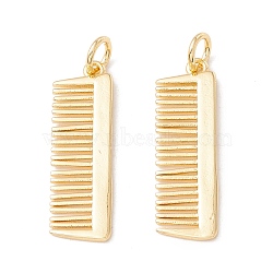 Brass Pendants, with Jump Rings, Cadmium Free & Lead Free, Long-Lasting Plated, Comb, Real 18K Gold Plated, 24x7.5x1mm, Hole: 3mm(KK-P217-08G)