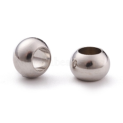 304 Stainless Steel Rondelle Beads, Large Hole Beads, Stainless Steel Color, 8x6mm, Hole: 4mm(STAS-I020-14)