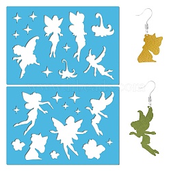 Acrylic Earring Handwork Template, Card Leather Cutting Stencils, Deep Sky Blue, Angel & Fairy, 130x90x2mm, 2pcs/set(DIY-WH0359-085)