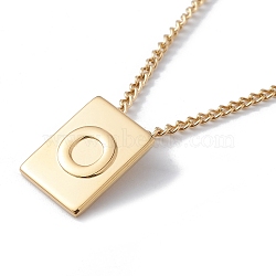 Titanium Steel Initial Letter Rectangle Pendant Necklace for Men Women, Golden, Letter.O, 18.11~18.5 inch(46~47cm)(NJEW-E090-01G-15)