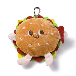 Cute Cartoon Plush Cloth Pendant Decoration, with Alloy Ball Chain, for Keychain Backpack Ornaments, Hamberger, 148mm(HJEW-K048-01D)