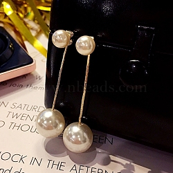 Alloy Dangle Earrings for Women, with Imitation Pearl Beads, Round, 18x11mm(FS-WG85681-20)