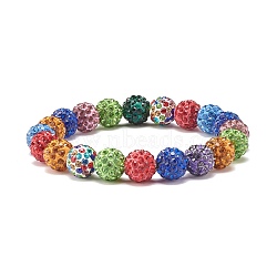 Sparkling Rhinestone Ball Beaded Stretch Bracelet for Women, Colorful, Inner Diameter: 2-1/8 inch(5.4cm), Beads: 9.5mm(BJEW-JB07699)