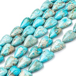Natural Imperial Jasper Bead Strands, Dyed, Heart, Turquoise, 20~20.5x15~15.5x6~6.8mm, Hole: 1.2mm, about 20pcs/strand, 14.76~15.08 inch(37.5~38.3cm)(G-C074-04F)