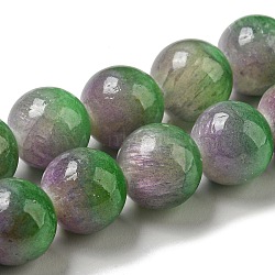 Dyed Natural Jade Beads Strands, Round, Lime Green, 9.5~10mm, Hole: 1.2mm, about 40pcs/strand, 15.94 inch(40.5cm)(G-F764-03F)