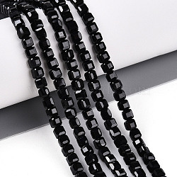 Natural Black Quartz Beads Strands, Faceted Table Cut Cube, 2~3x3x3mm, Hole: 0.6mm, about 125~129pcs/strand, 15.08~15.55''(38.3~39.5cm)(G-T141-60)