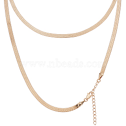 4Pcs Brass Flat Snake Chain Necklaces for Women Men, Real 18K Gold Plated, 15.75 inch(40cm)(NJEW-BBC0001-38)