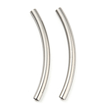304 Stainless Steel Tube Beads, Curved Tube, Stainless Steel Color, 30x2.5mm, Hole: 2mm