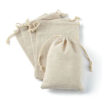 Cotton Packing Pouches Drawstring Bags, Gift Sachet Bags, Muslin Bag Reusable Tea Bag, Wheat, 17x12cm