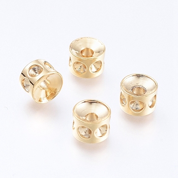 304 Stainless Steel Beads Rhinestone Settings, Column, Golden, 6x4mm, Hole: 1.8mm, fit for 2mm rhinestone