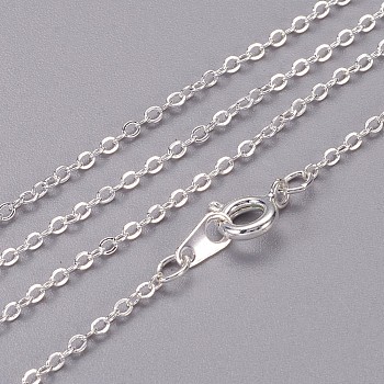 Brass Cable Chain Necklaces, Silver Color Plated, 20 inch, 2x1.5mm