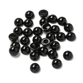 Natural Black Stone Cabochons, Half Round, 5x2.5mm