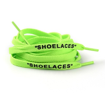 Polyester Flat Custom Shoelace, Flat Sneaker Shoe String with Word, for Kids and Adults, Lime, 1200x9x1.5mm, 2pcs/Pair