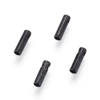 304 Stainless Steel Cord Ends, End Caps, Column, Electrophoresis Black, 7x2mm, Hole: 1mm, Inner Diameter: 1.5mm