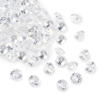 Cubic Zirconia Cabochons, Pointed Back, Diamond Shape, Faceted, Clear, 3x2mm