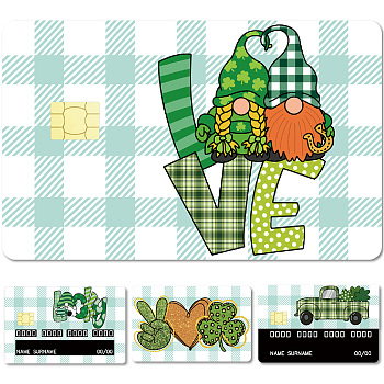 Rectangle PVC Plastic Waterproof Card Stickers, Self-adhesion Card Skin for Bank Card Decor, Clover, 186x137mm