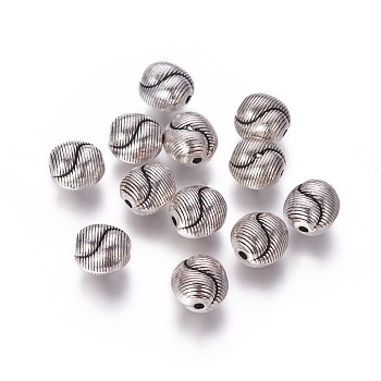 Tibetan Style Alloy Twist Beads, Cadmium Free & Nickel Free & Lead Free, Antique Silver, 9.5x9.5x8mm, Hole: 1.5mm, about 400pcs/1000g