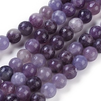Natural Lepidolite/Purple Mica Stone Beads Strands, Round, 6mm, Hole: 1mm, about 63pcs/strand, 15.94 inch(40.5cm)