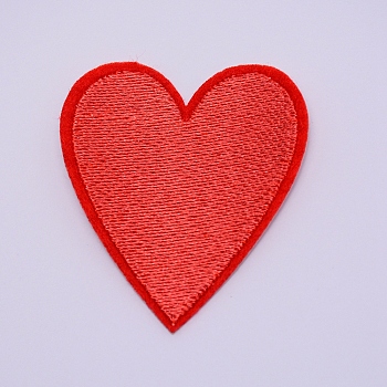 Computerized Embroidery Cloth Iron on/Sew on Patches, Costume Accessories, Appliques, Heart, Red, 62x55x1mm