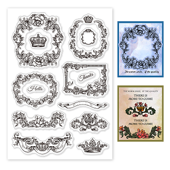 Custom PVC Plastic Clear Stamps, for DIY Scrapbooking, Photo Album Decorative, Cards Making, Crown, 160x110x3mm