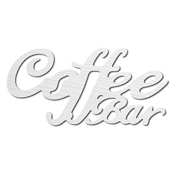 Laser Cut Basswood Wall Sculpture, for Home Decoration, Word Coffee Bar, White, 120x250x5mm