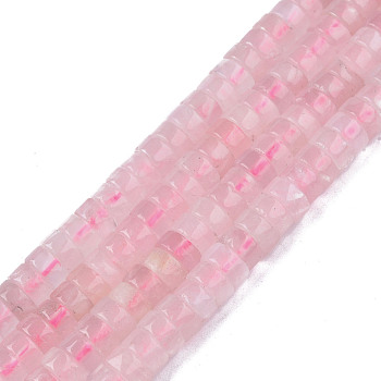 Natural Rose Quartz Beads Strands, Heishi Beads, Flat Round/Disc, 6~6.5x3~3.5mm, Hole: 0.9mm, about 115~118pcs/strand, 15.16 inch~15.35 inch(38.5~39cm)