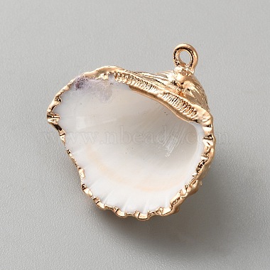 Electroplated Natural Shell Pendants(BSHE-WH0017-01G)-2