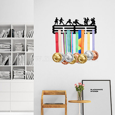 Women's Basketball & Volleyball & Dance Theme Iron Medal Hanger Holder Display Wall Rack(ODIS-WH0021-501)-6