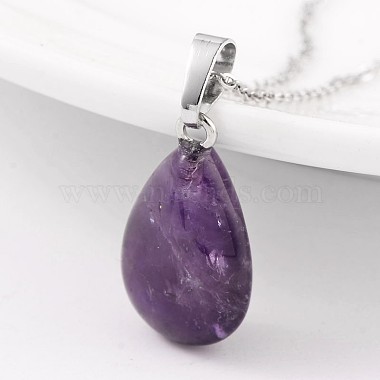 Platinum Drop Amethyst Pendants