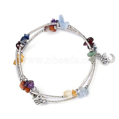 Three Loops Natural Gemstone Beaded Wrap Bracelets(X-BJEW-JB02331-03)-6
