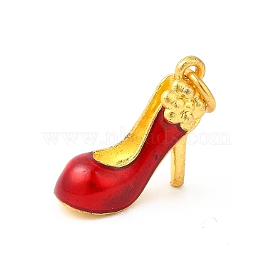 Matte Gold Color Red Shoes Alloy+Enamel Pendants