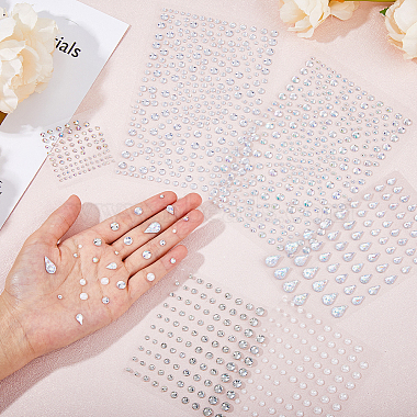 SUPERFINDINGS 6 Sheets 6 Styles Plastic Self-Adhesive Rhinestone Stickers(DIY-FH0005-77)-3