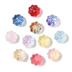 Transparent Spray Paint Glass Beads, Flower, Mixed Color, 11.5x8.5mm, Hole: 1.2mm(GLAA-Z011-10)