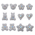 30Pcs 6 Styles Resin Cabochons, Mixed Shape, Silver, 26~36x20~34x9~11mm, 5pcs/style(FIND-CA0011-45)