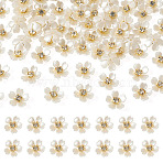 80Pcs Plastic Cabochons, with Rhinestone and Iron, Flower, Golden, Crystal, 15x14.5x5.5mm(KY-TADJ0001-08)