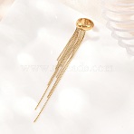 304 Stainless Steel Tassel Cuff Earrings for Women, Golden, 92x15mm(SA-H003-06G)