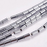 Electroplate Non-magnetic Synthetic Hematite Beads Strands, Column, Grade AAAA, Platinum Plated, 5x3mm, Hole: 1mm, about 80pcs/strand, 16 inch(X-G-J162-C-05)