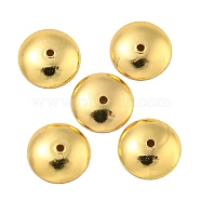 Brass Bead Cap, Long-Lasting Plated, Lead Free & Cadmium Free, Half Round, Real 18K Gold Plated, 8x2mm, Hole: 0.9mm(KK-P277-54D-G)