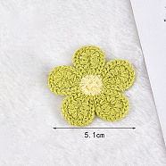 Ornament Accessories, Polyester Computerized Embroidery Cloth Iron On/Sew On Patches, Appliques, Flower, Yellow Green, 51mm(DIY-WH0016-82C)