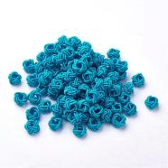 Polyester Weave Beads, Round, Deep Sky Blue, 6x5mm, Hole: 4mm, about 200pcs/bag(WOVE-N002-58)