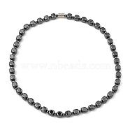 Cube Synthetic Non-Magnetic Hematite Beaded Necklaces for Women Men, with Alloy Magnetic Clasp, 20.35 inch(51.7cm)(NJEW-E097-04)