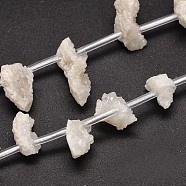 Nuggets Electroplated Natural Druzy Quartz Crystal Beads Strands, AB Color, Dyed, White, 11~20x11~20x6~9mm, Hole: 1mm, about 20~26pcs/strand, 16 inch(G-A142-07A)