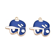 Rack Plating Alloy Enamel Pendants, Cadmium Free & Nickel Free & Lead Free, Light Gold, Baseball Cap Charm, Medium Blue, 23.5x24.5x2.5mm, Hole: 1.8mm(ENAM-N056-388KCG-02)